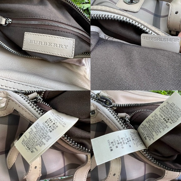Authentic Burberry Smoked Check Satchel Beige Grey And Leather Bartow Bowler Bag - Picture 11 of 15